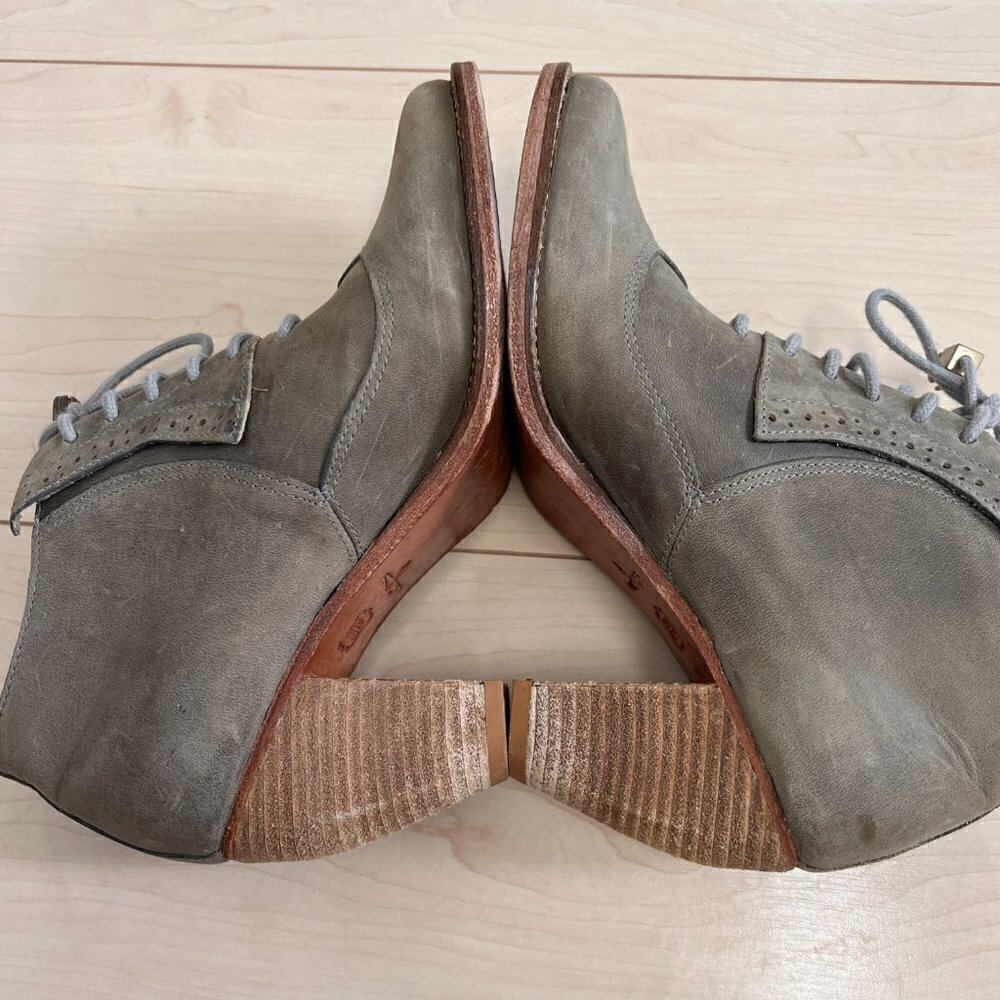Anthropologie J Shoes Sidesaddle Lace Up Heeled Oxford Shoes Sz 37.5 - Picture 4 of 14